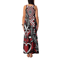 Aotearoa Maori Moko Art with Taniko Half Style Family Matching Tank Maxi Dress and Hawaiian Shirt LT03 - Polynesian Pride