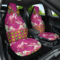Hawaiian Lei Turtle and Plumeria Car Seat Cover Polynerian Art Tattoo-Plum Pink Color LT03 One Size Pink - Polynesian Pride