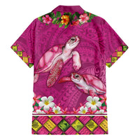 Hawaiian Lei Turtle and Plumeria Hawaiian Shirt Polynerian Art Tattoo-Plum Pink Color LT03 - Polynesian Pride
