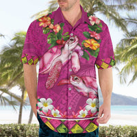 Hawaiian Lei Turtle and Plumeria Hawaiian Shirt Polynerian Art Tattoo-Plum Pink Color LT03 - Polynesian Pride