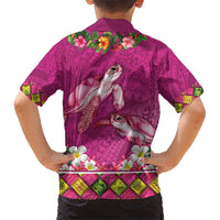Hawaiian Lei Turtle and Plumeria Hawaiian Shirt Polynerian Art Tattoo-Plum Pink Color LT03 - Polynesian Pride