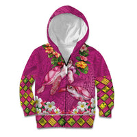 Hawaiian Lei Turtle and Plumeria Kid Hoodie Polynerian Art Tattoo-Plum Pink Color LT03 Zip Hoodie Pink - Polynesian Pride