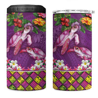 Hawaiian Lei Turtle and Plumeria 4 in 1 Can Cooler Tumbler Polynerian Art Tattoo-Mauve Color LT03 One Size: 16 oz Purple - Polynesian Pride
