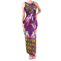 Hawaiian Lei Turtle and Plumeria Family Matching Tank Maxi Dress and Hawaiian Shirt Polynerian Art Tattoo-Mauve Color LT03 Mom's Dress Purple - Polynesian Pride