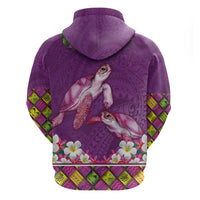Hawaiian Lei Turtle and Plumeria Hoodie Polynerian Art Tattoo-Mauve Color LT03 - Polynesian Pride