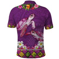 Hawaiian Lei Turtle and Plumeria Polo Shirt Polynerian Art Tattoo-Mauve Color LT03 - Polynesian Pride