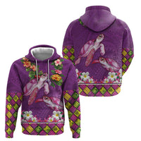 Hawaiian Lei Turtle and Plumeria Zip Hoodie Polynerian Art Tattoo-Mauve Color LT03 - Polynesian Pride