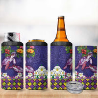 Hawaiian Lei Turtle and Plumeria 4 in 1 Can Cooler Tumbler Polynerian Art Tattoo-Navy Color LT03 - Polynesian Pride