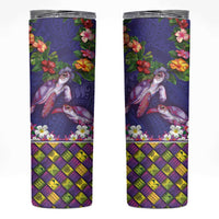 Hawaiian Lei Turtle and Plumeria Skinny Tumbler Polynerian Art Tattoo-Navy Color LT03 Navy - Polynesian Pride