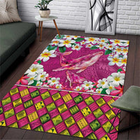 Hawaiian Plumeria and Humpback Whales Area Rug Polynerian Art Tattoo-Plum Pink Color LT03 Pink - Polynesian Pride