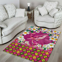 Hawaiian Plumeria and Humpback Whales Area Rug Polynerian Art Tattoo-Plum Pink Color LT03 - Polynesian Pride