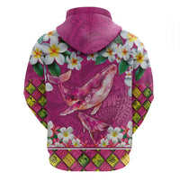 Hawaiian Plumeria and Humpback Whales Hoodie Polynerian Art Tattoo-Plum Pink Color LT03 - Polynesian Pride