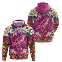 Hawaiian Plumeria and Humpback Whales Hoodie Polynerian Art Tattoo-Plum Pink Color LT03 - Polynesian Pride