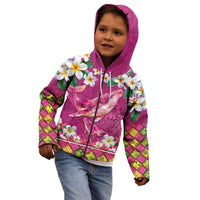 Hawaiian Plumeria and Humpback Whales Kid Hoodie Polynerian Art Tattoo-Plum Pink Color LT03 - Polynesian Pride