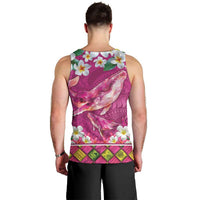 Hawaiian Plumeria and Humpback Whales Men Tank Top Polynerian Art Tattoo-Plum Pink Color LT03 - Polynesian Pride