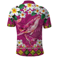 Hawaiian Plumeria and Humpback Whales Polo Shirt Polynerian Art Tattoo-Plum Pink Color LT03 - Polynesian Pride