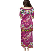 Hawaiian Plumeria and Humpback Whales Puletasi Polynerian Art Tattoo-Plum Pink Color LT03 - Polynesian Pride