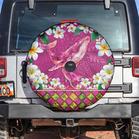 Hawaiian Plumeria and Humpback Whales Spare Tire Cover Polynerian Art Tattoo-Plum Pink Color LT03 Pink - Polynesian Pride