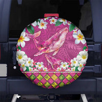 Hawaiian Plumeria and Humpback Whales Spare Tire Cover Polynerian Art Tattoo-Plum Pink Color LT03 No hole Pink - Polynesian Pride