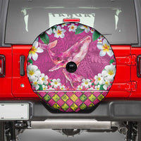 Hawaiian Plumeria and Humpback Whales Spare Tire Cover Polynerian Art Tattoo-Plum Pink Color LT03 - Polynesian Pride