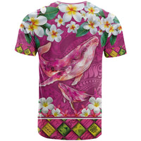 Hawaiian Plumeria and Humpback Whales T Shirt Polynerian Art Tattoo-Plum Pink Color LT03 - Polynesian Pride