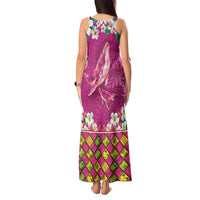 Hawaiian Plumeria and Humpback Whales Tank Maxi Dress Polynerian Art Tattoo-Plum Pink Color LT03 - Polynesian Pride