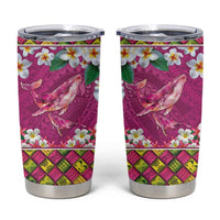 Hawaiian Plumeria and Humpback Whales Tumbler Cup Polynerian Art Tattoo-Plum Pink Color LT03 Pink - Polynesian Pride