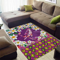 Hawaiian Plumeria and Humpback Whales Area Rug Polynerian Art Tattoo-Mauve Color LT03 - Polynesian Pride