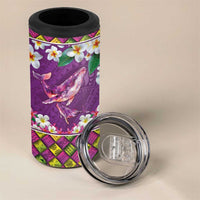 Hawaiian Plumeria and Humpback Whales 4 in 1 Can Cooler Tumbler Polynerian Art Tattoo-Mauve Color LT03 - Polynesian Pride