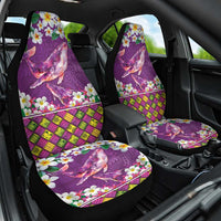 Hawaiian Plumeria and Humpback Whales Car Seat Cover Polynerian Art Tattoo-Mauve Color LT03 One Size Purple - Polynesian Pride