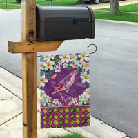 Hawaiian Plumeria and Humpback Whales Garden Flag Polynerian Art Tattoo-Mauve Color LT03 - Polynesian Pride