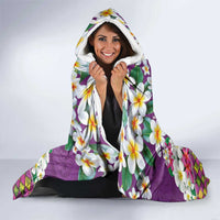 Hawaiian Plumeria and Humpback Whales Hooded Blanket Polynerian Art Tattoo-Mauve Color LT03 - Polynesian Pride