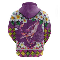 Hawaiian Plumeria and Humpback Whales Hoodie Polynerian Art Tattoo-Mauve Color LT03 - Polynesian Pride