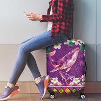 Hawaiian Plumeria and Humpback Whales Luggage Cover Polynerian Art Tattoo-Mauve Color LT03 - Polynesian Pride