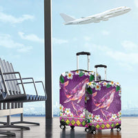 Hawaiian Plumeria and Humpback Whales Luggage Cover Polynerian Art Tattoo-Mauve Color LT03 - Polynesian Pride