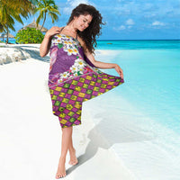Hawaiian Plumeria and Humpback Whales Sarong Polynerian Art Tattoo-Mauve Color