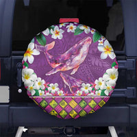 Hawaiian Plumeria and Humpback Whales Spare Tire Cover Polynerian Art Tattoo-Mauve Color LT03 No hole Purple - Polynesian Pride