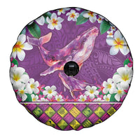 Hawaiian Plumeria and Humpback Whales Spare Tire Cover Polynerian Art Tattoo-Mauve Color LT03 - Polynesian Pride