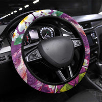 Hawaiian Plumeria and Humpback Whales Steering Wheel Cover Polynerian Art Tattoo-Mauve Color LT03 Universal Fit Purple - Polynesian Pride