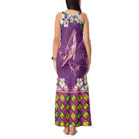 Hawaiian Plumeria and Humpback Whales Tank Maxi Dress Polynerian Art Tattoo-Mauve Color LT03 - Polynesian Pride