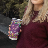 Hawaiian Plumeria and Humpback Whales Tumbler Cup Polynerian Art Tattoo-Mauve Color LT03 - Polynesian Pride