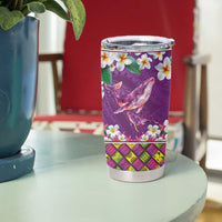 Hawaiian Plumeria and Humpback Whales Tumbler Cup Polynerian Art Tattoo-Mauve Color LT03 - Polynesian Pride