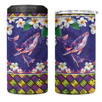 Hawaiian Plumeria and Humpback Whales 4 in 1 Can Cooler Tumbler Polynerian Art Tattoo-Navy Color LT03 One Size: 16 oz Navy - Polynesian Pride