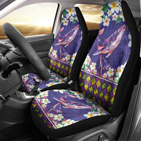 Hawaiian Plumeria and Humpback Whales Car Seat Cover Polynerian Art Tattoo-Navy Color LT03 - Polynesian Pride
