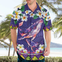 Hawaiian Plumeria and Humpback Whales Hawaiian Shirt Polynerian Art Tattoo-Navy Color LT03 - Polynesian Pride
