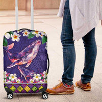 Hawaiian Plumeria and Humpback Whales Luggage Cover Polynerian Art Tattoo-Navy Color LT03 Navy - Polynesian Pride