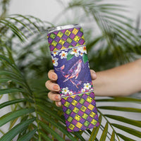 Hawaiian Plumeria and Humpback Whales Skinny Tumbler Polynerian Art Tattoo-Navy Color LT03 - Polynesian Pride