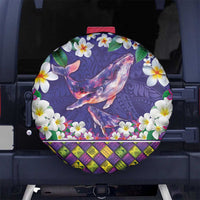 Hawaiian Plumeria and Humpback Whales Spare Tire Cover Polynerian Art Tattoo-Navy Color LT03 No hole Navy - Polynesian Pride