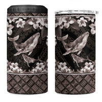 Hawaiian Plumeria and Humpback Whales 4 in 1 Can Cooler Tumbler Polynerian Art Tattoo-Grayscale Mode LT03 One Size: 16 oz Black - Polynesian Pride