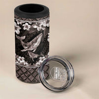 Hawaiian Plumeria and Humpback Whales 4 in 1 Can Cooler Tumbler Polynerian Art Tattoo-Grayscale Mode LT03 - Polynesian Pride